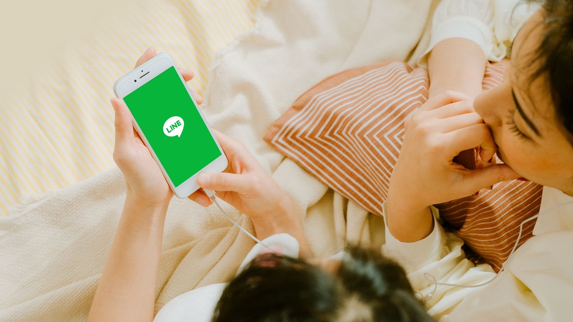 LINE characters waving on smartphones